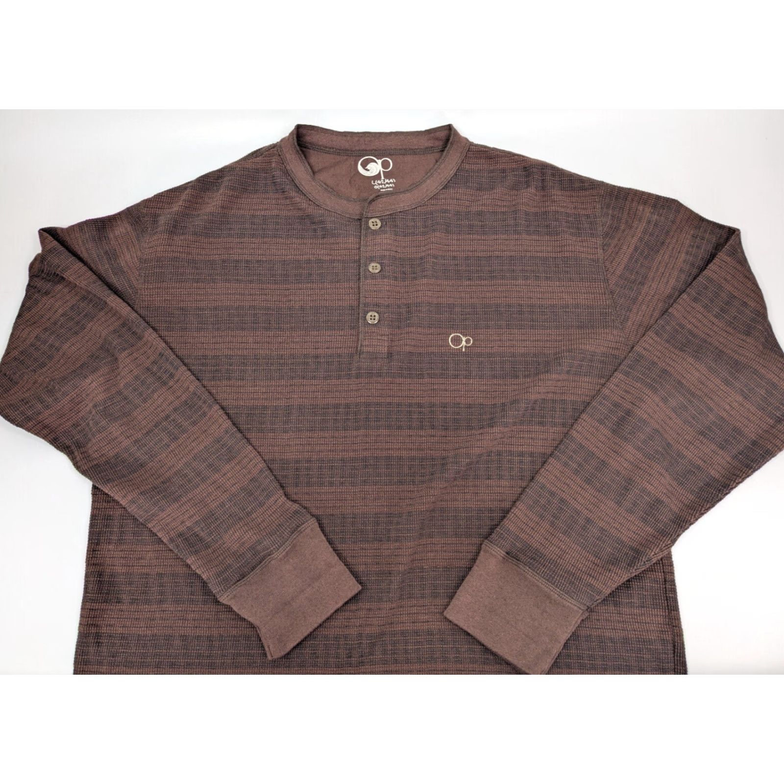 Ocean Pacific VINTAGE Ocean Pacific OP Shirt MENS Regular Brown Stripe Long Sleeve Henley 90s Fall Winter Spring T-Shirt Size L Size US L / EU 52-54 / 3 - 2 Thumbnail