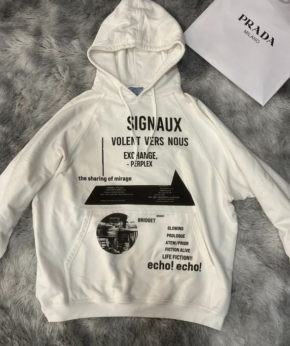 Prada prada x raf simons co branded collection printed hoodie