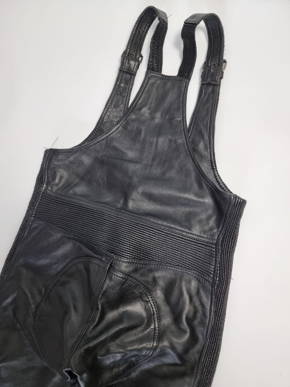 Vintage leather suspender pants S/M black mens womens Size 30" / US 8 / IT 44 - 8 Thumbnail