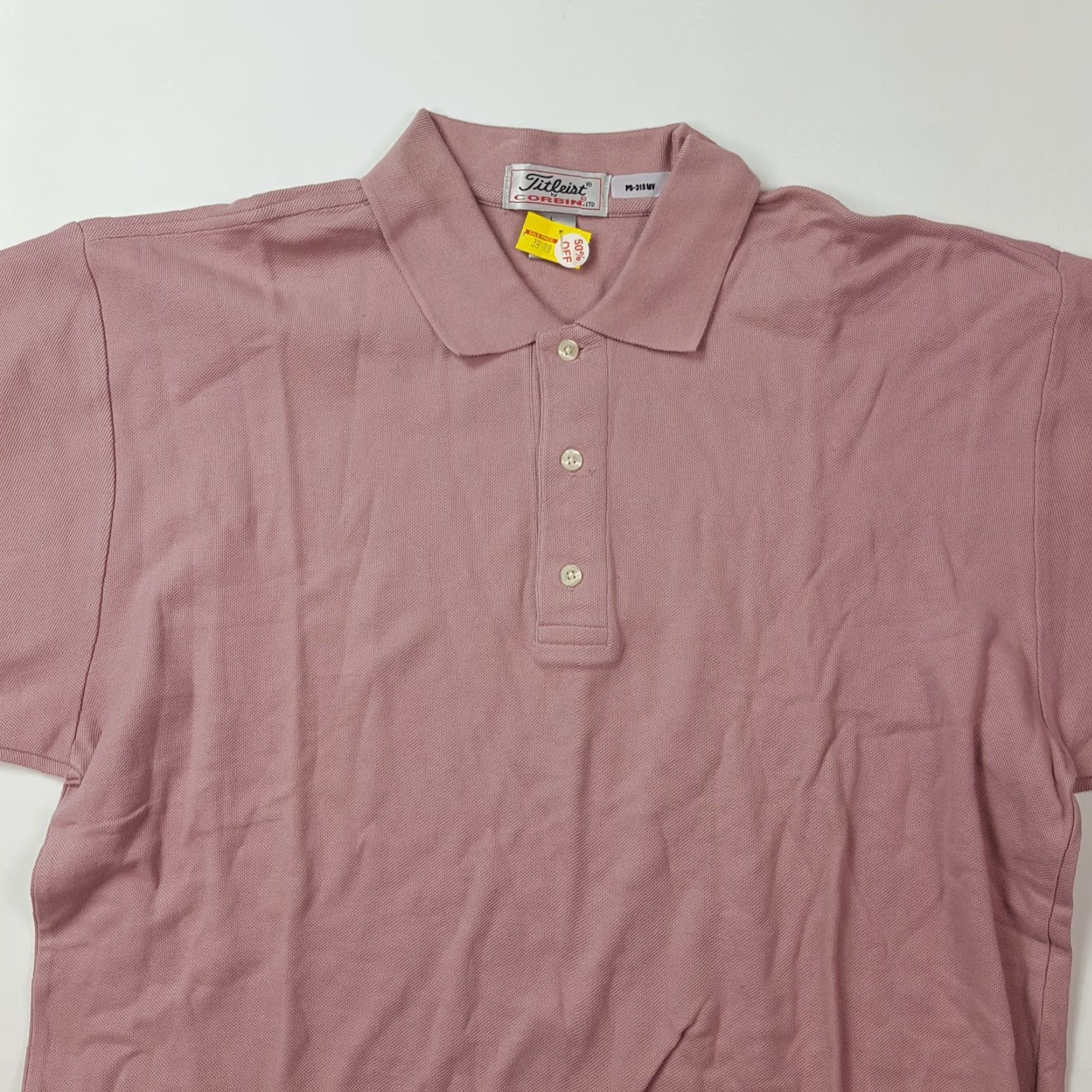 Titleist VINTAGE Titleist Golf Men's Large Pink Collared Short Sleeve Polo Shirt Button Shirt Pullover Size US L / EU 52-54 / 3 - 2 Thumbnail