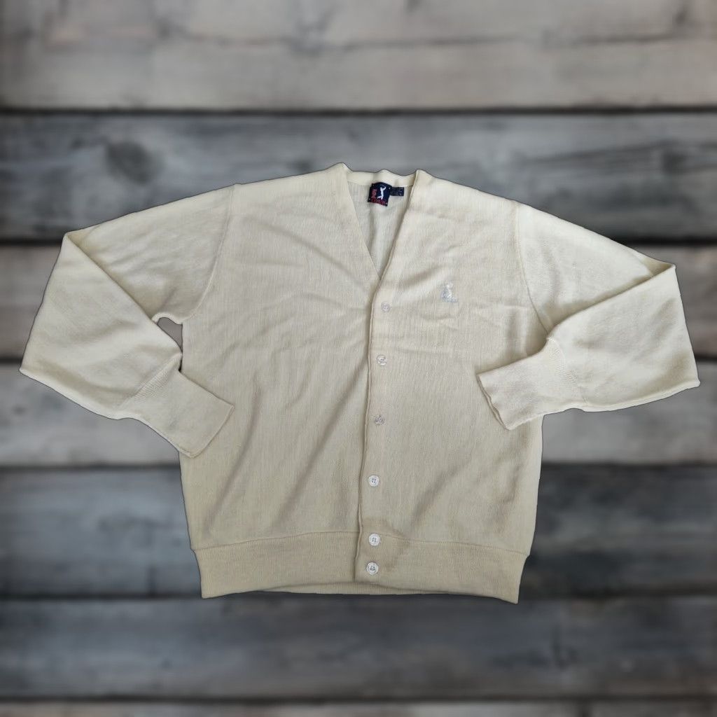 PGA Tour VINTAGE PGA TOUR Men's Sweater Cardigan L Ivory Knit Button Up 80s 90s USA Made Size US L / EU 52-54 / 3 - 1 Thumbnail