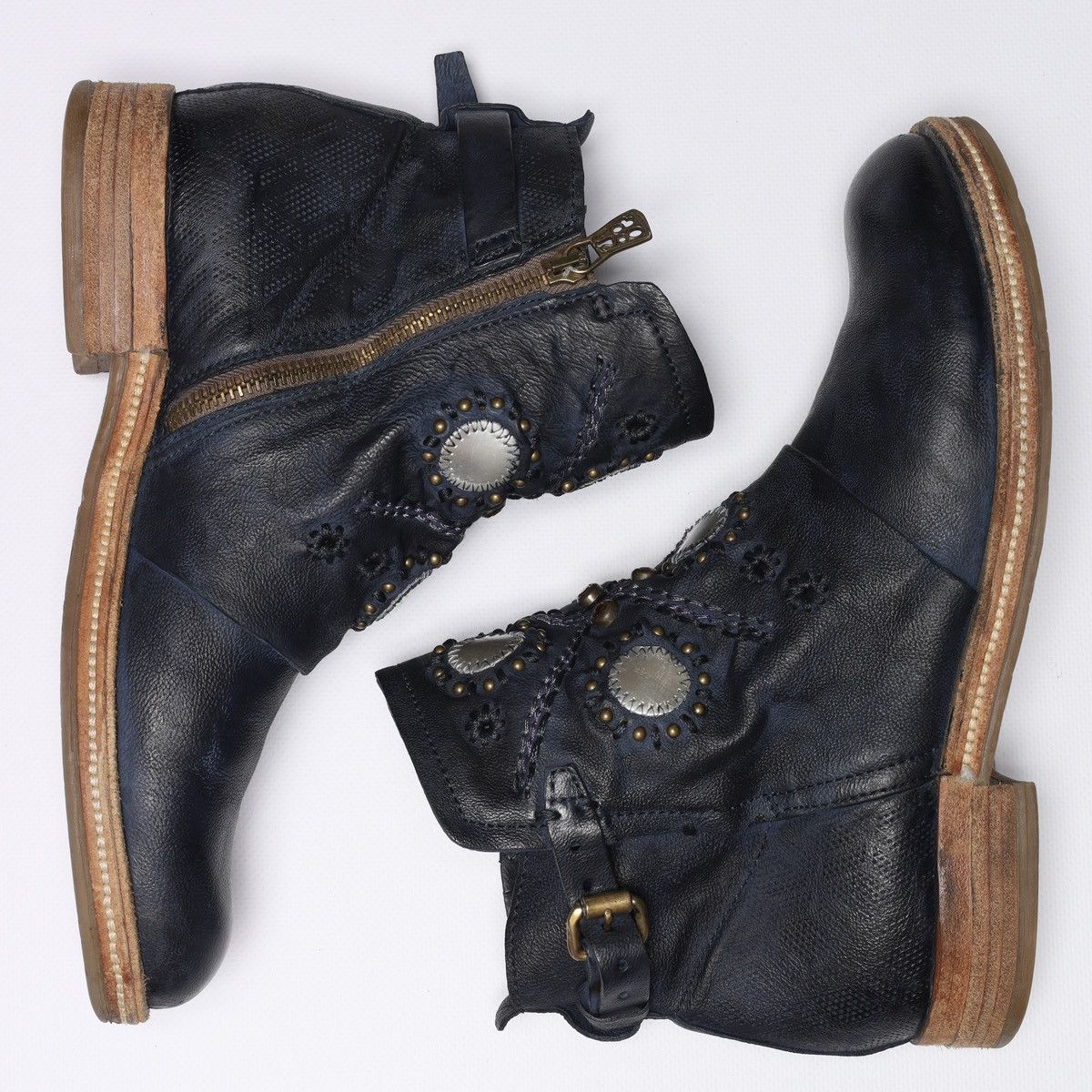 A.S.98 Airstep Navy Ankle Boots Leather as98 Shoes