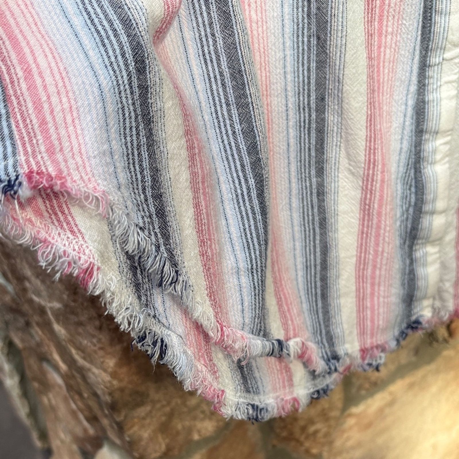 Anthropologie Anthropologie L Cloth & Stone Blue Pink Striped Mini Dress Size L / US 10 / IT 46 - 8 Thumbnail