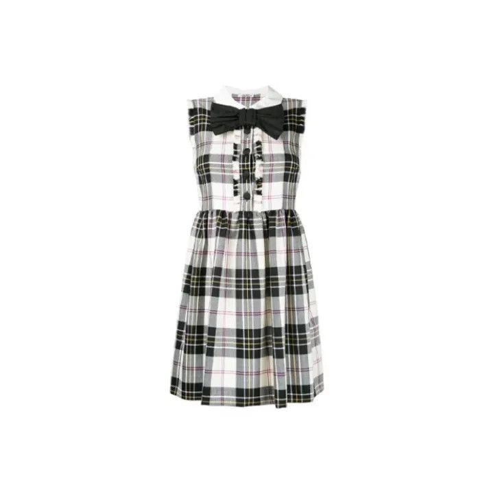 Miu Miu Miu Miu Plaid Sleeveless Dress with Bow 0079 Size S / US 4 / IT 40 - 1 Thumbnail