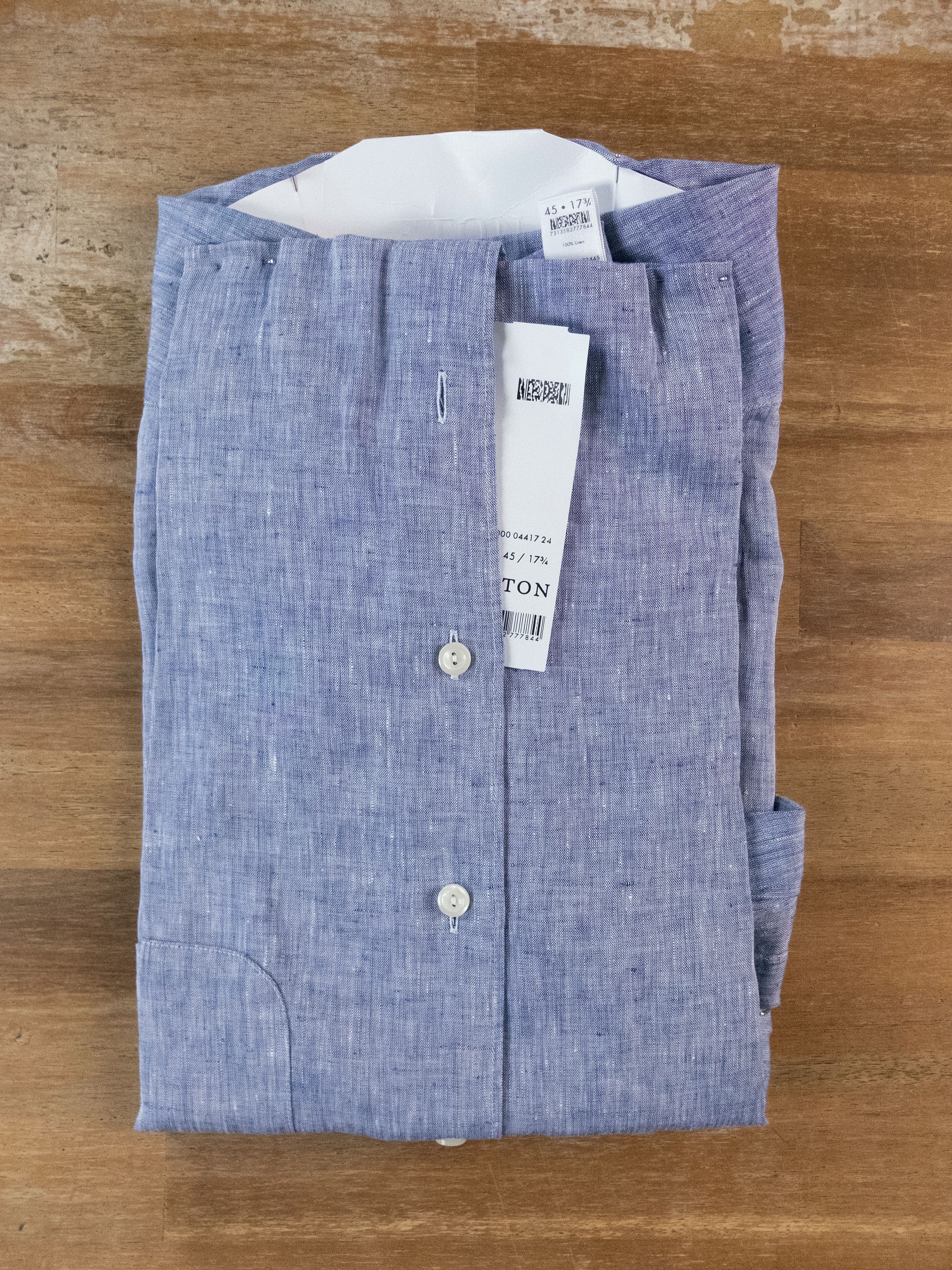 Eton ETON of Sweden contemporary fit blue linen shirt 45 XXL Size US XXL / EU 58 / 5 - 7 Thumbnail