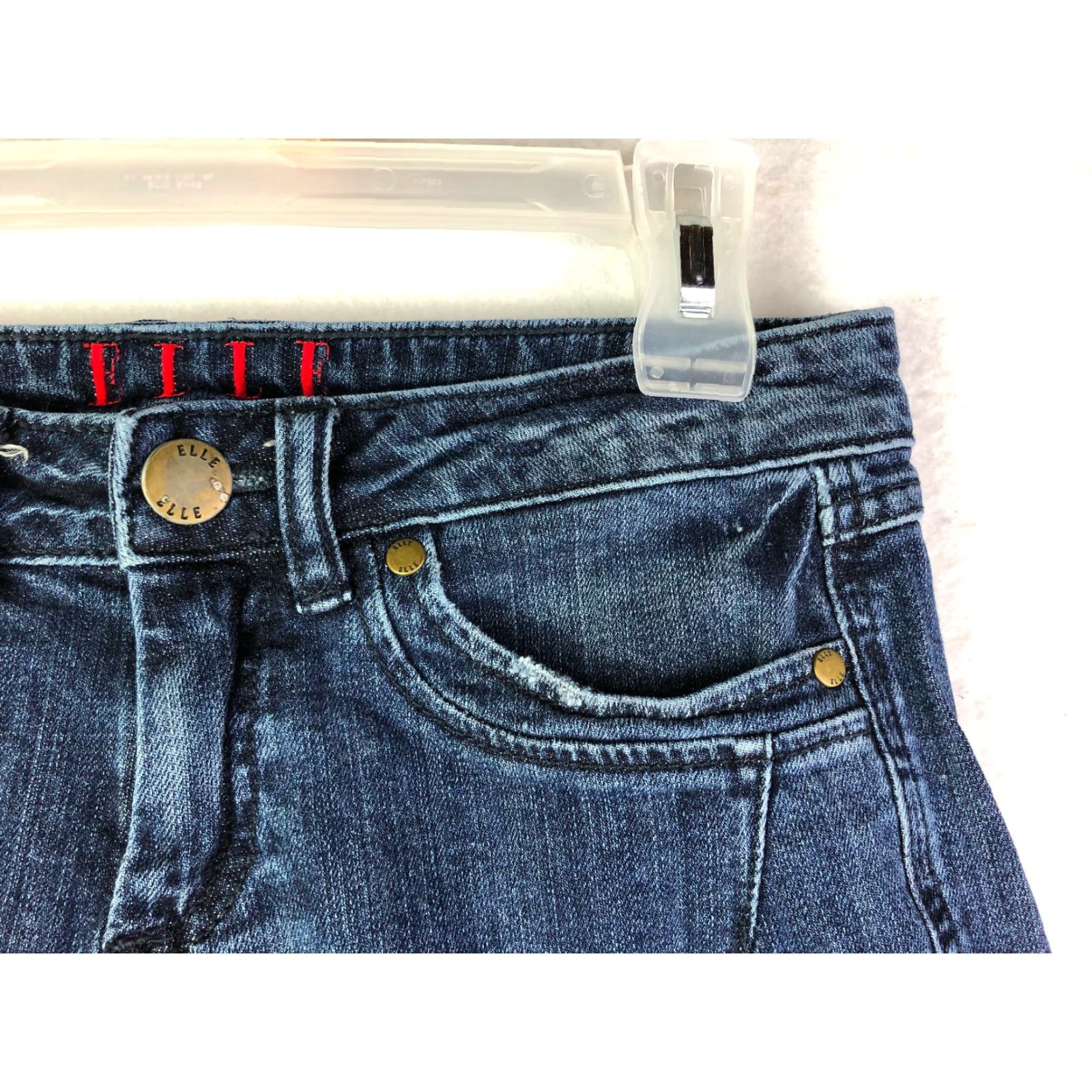Vintage ELLE Paris Blue Jean Shorts Womens Size 2 29" Waist Measured Bottoms Regular Denim Cotton Black? No, Blue Size 29" - 3 Thumbnail