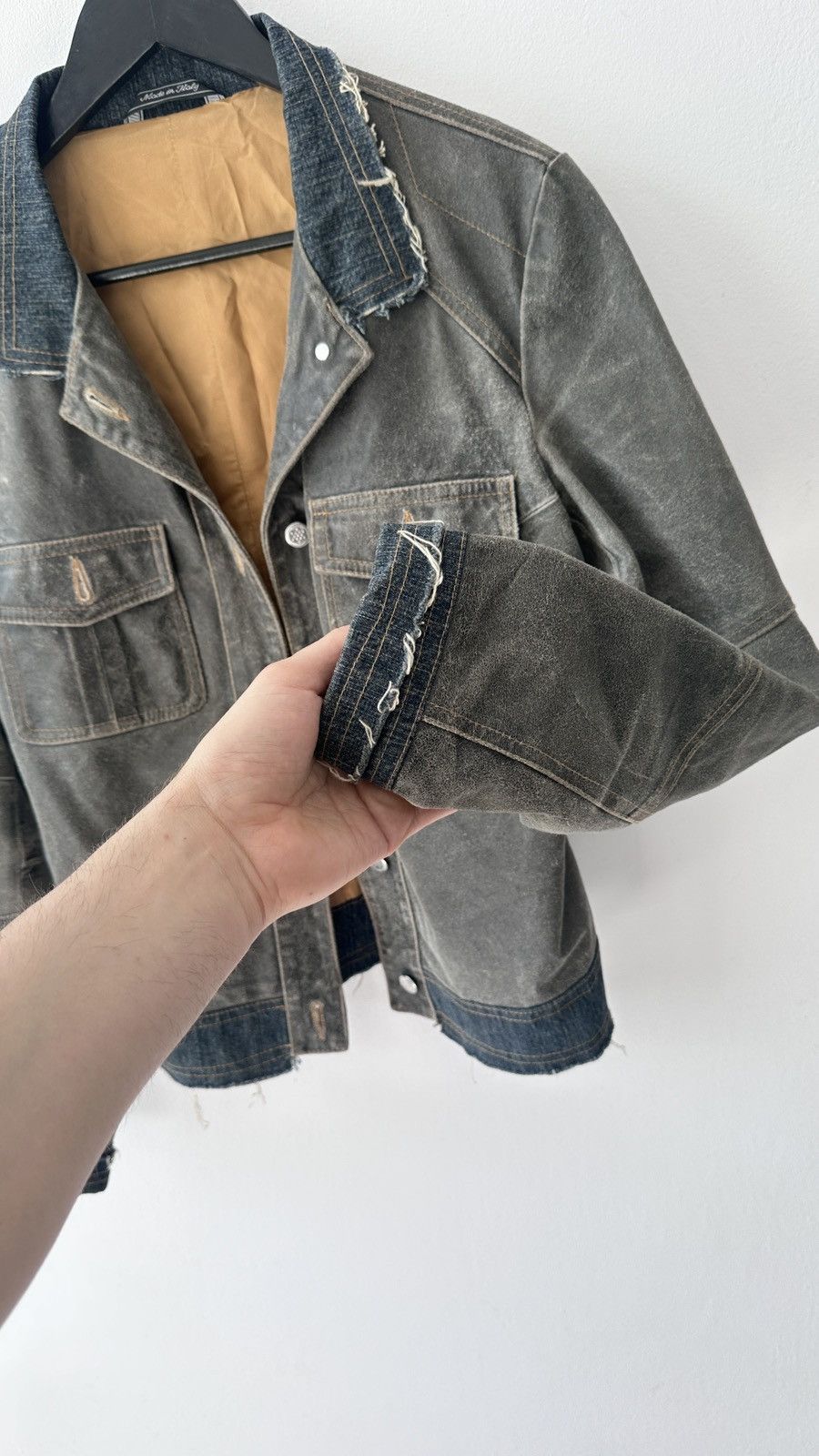 Baldinini Baldinini Italy Distressed Leather Denim Jacket 44 Archive Size M / US 6-8 / IT 42-44 - 13 Thumbnail