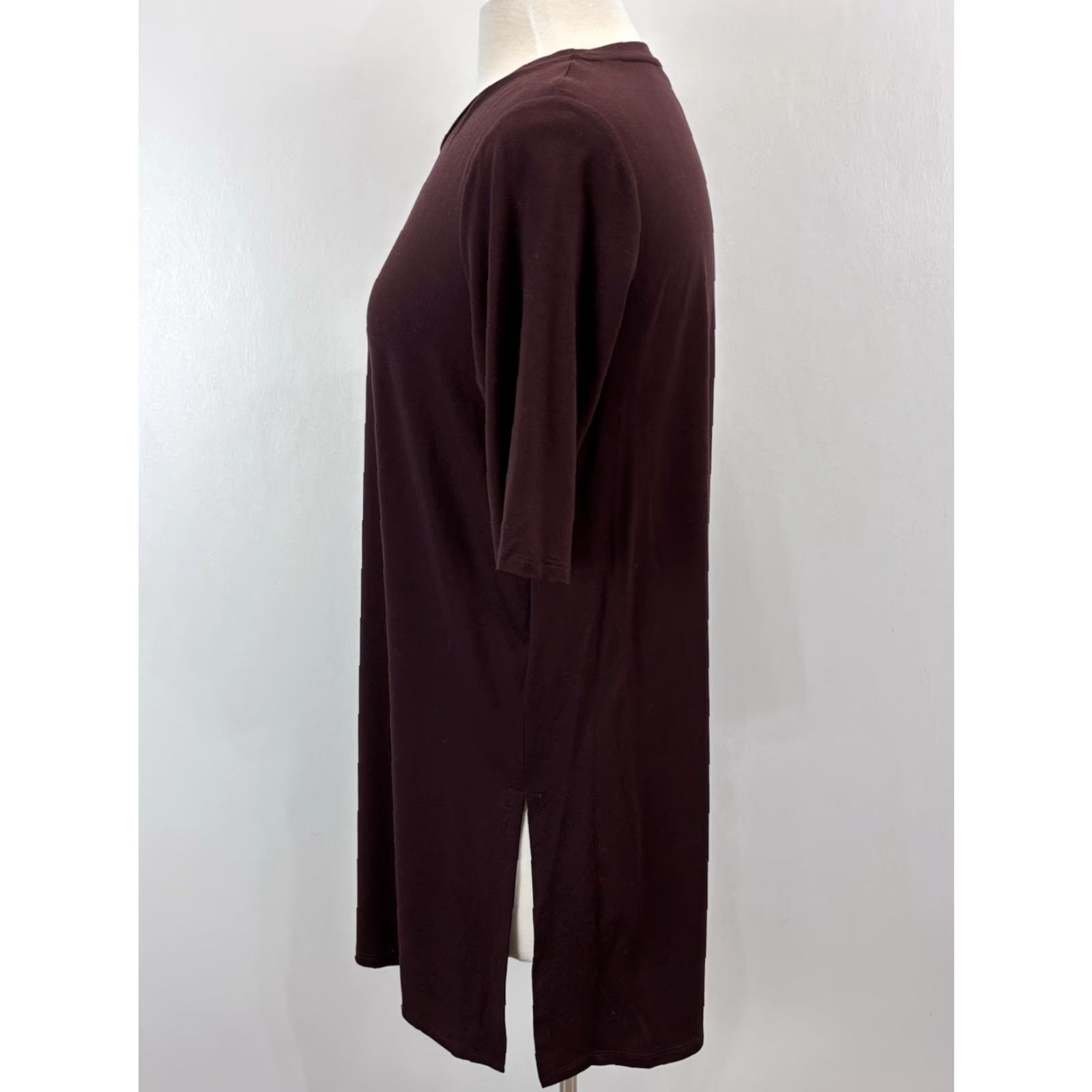 Eileen Fisher EILEEN FISHER Tencel Tunic T-Shirt Small Burgundy Casual Womens Size S / US 4 / IT 40 - 2 Thumbnail