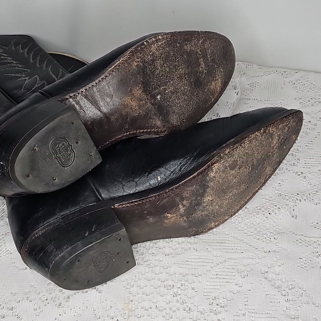 Nocona Nocona black bullhide leather cowboy rodeo western boots 9 Size US 9 / EU 42 - 8 Thumbnail