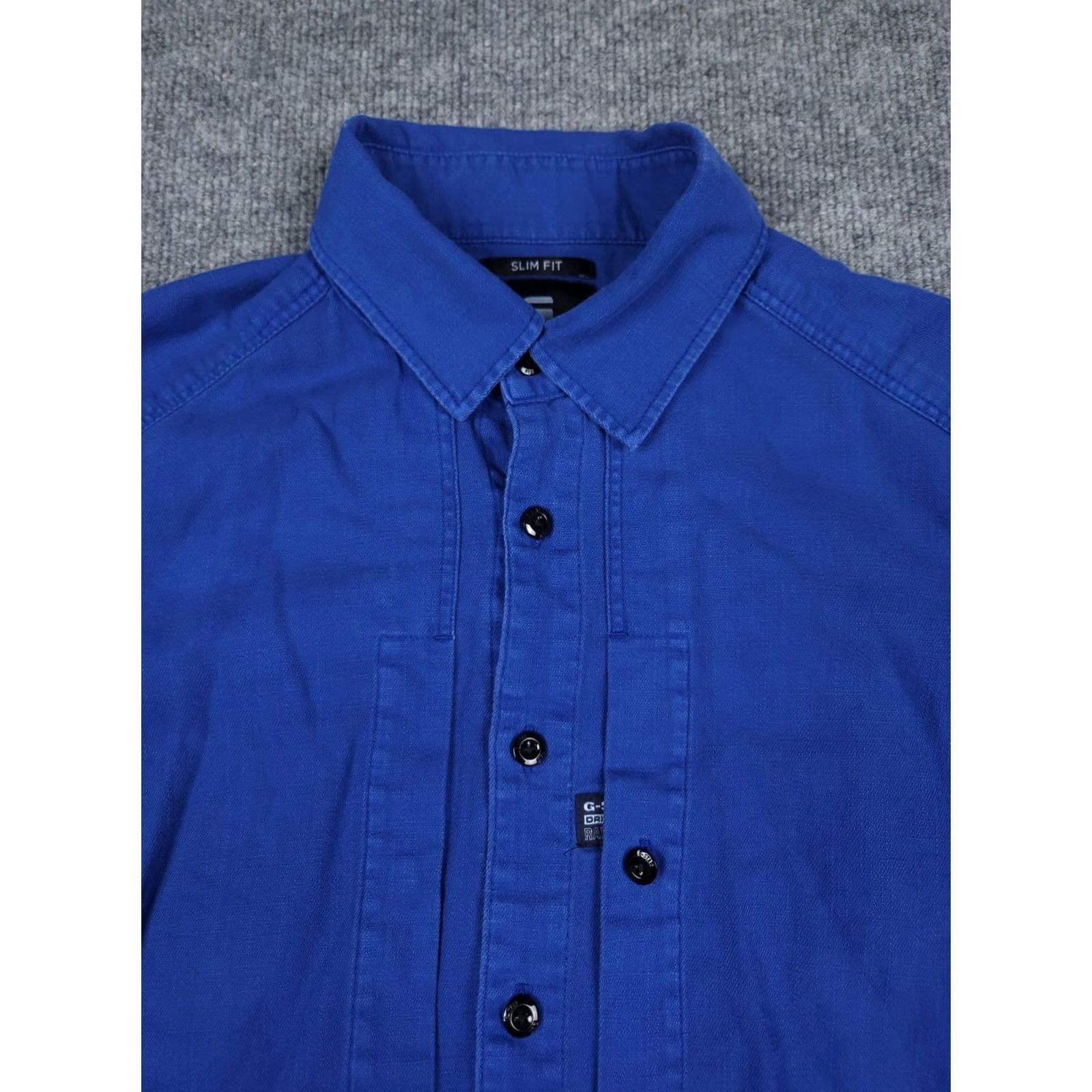 G-Star G-Star Penelled Shirt Men's Medium SLIM Fit Blue Cotton Button Zip Cargo Shirt Size US M / EU 48-50 / 2 - 2 Thumbnail