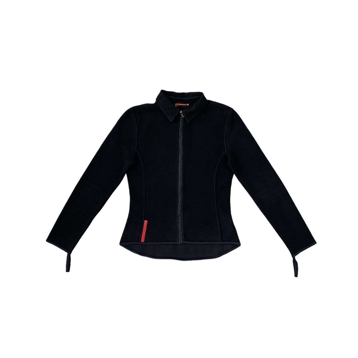 image of Prada Women Red Tab Full Zip Fleece Hoodie Size Xs / S in Black