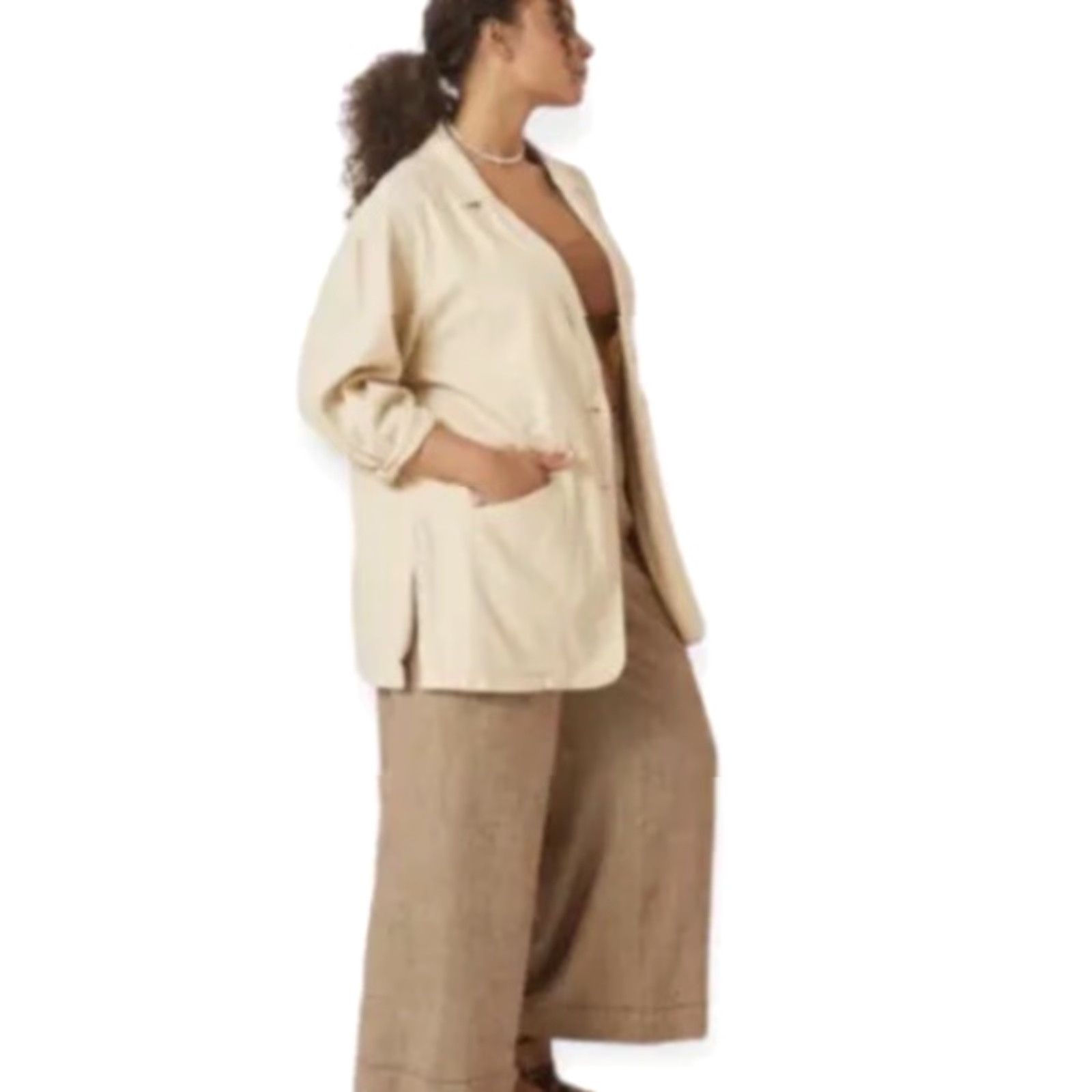 Vintage Anthropologie Pilcro Women's 2XS Linen Blend Summer Blazer Cream NWT Size XXS / US 00 / IT 34 - 2 Thumbnail