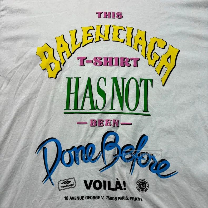 Balenciaga Balenciaga Letter Printed Long Sleeve Round Neck Short Sle Size US XL / EU 56 / 4 - 2 Thumbnail