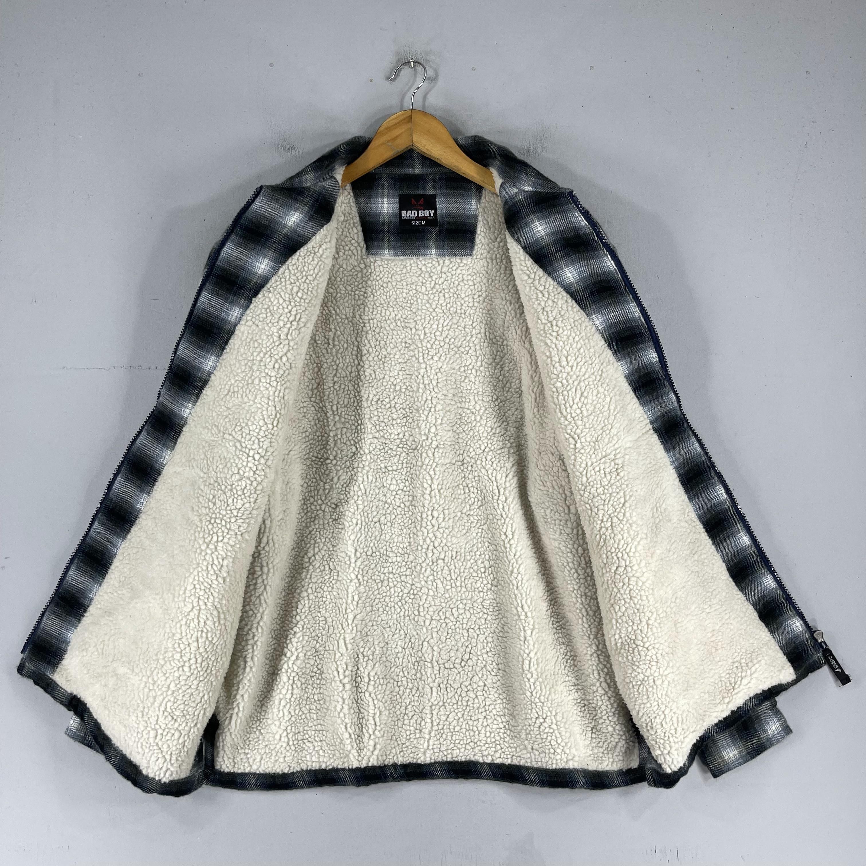 Japanese Brand Vintage BAD BOY Sherpa Blanket Lined Checkered Jacket Size US M / EU 48-50 / 2 - 8 Thumbnail