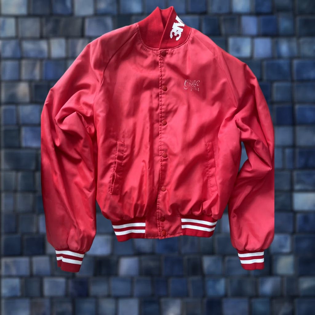 Vintage VINTAGE Warwick Satin Varsity Bomber Jacket Red XL 1980s Letterman 3M Go For Gold Mens Size US L / EU 52-54 / 3 - 1 Thumbnail