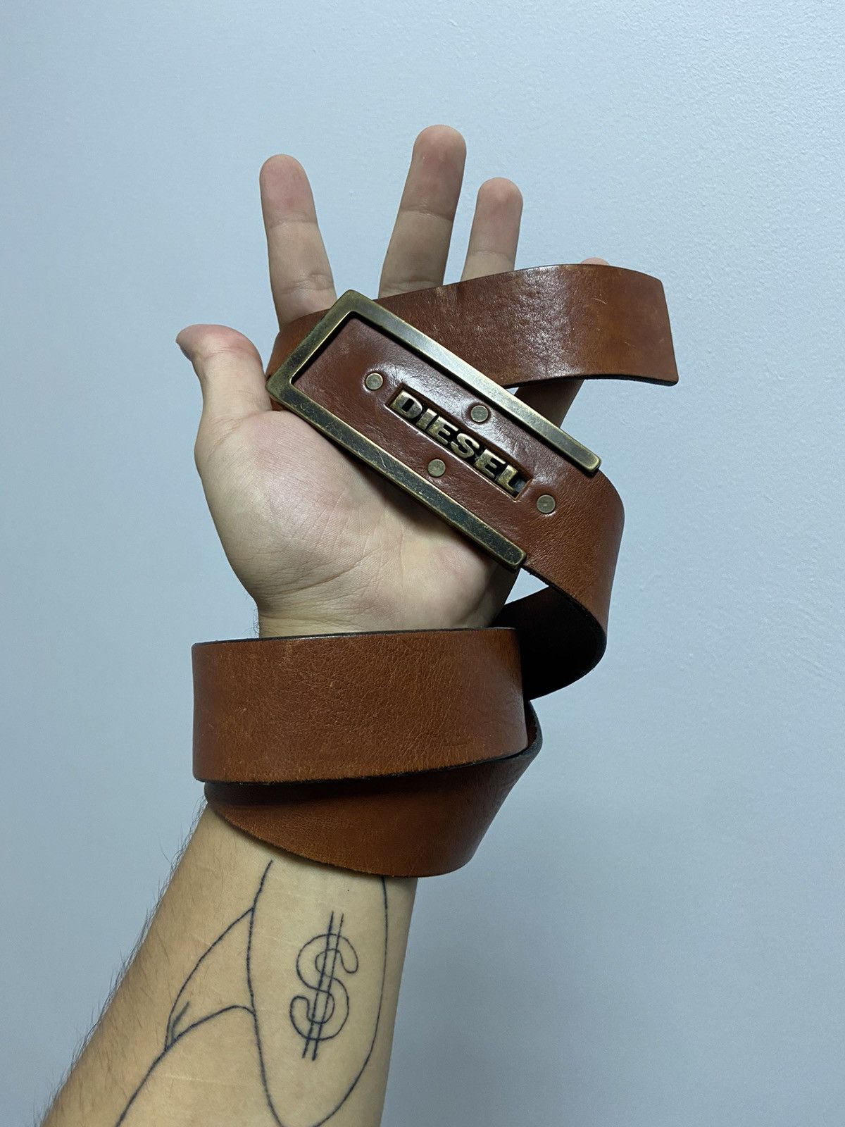 Diesel × Vintage Diesel Belt Vintage 100% Leather Avant Garde Y2K Style Logo Size ONE SIZE - 1 Thumbnail