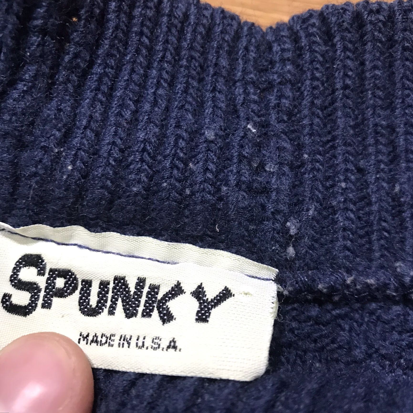 Vintage VINTAGE Spunky Sweater Mock Neck 70s 80s Blue Knit One Size XL Women’s Pullover Knit Pullover Size ONE SIZE - 5 Thumbnail