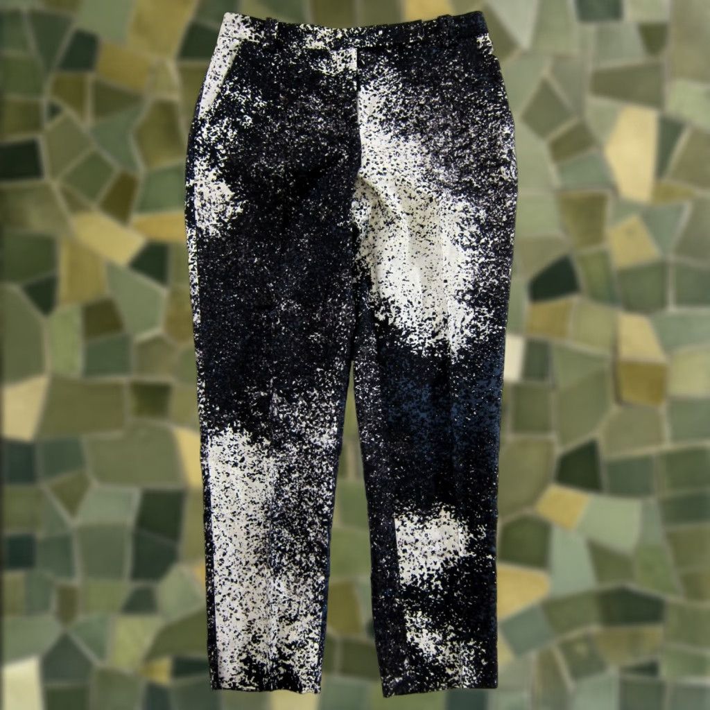 Halston Halston Heritage Silk Wool Black Blue White Splatter Pocket Chino Pant Women 2 Size 26" / US 2 / IT 38 - 1 Thumbnail