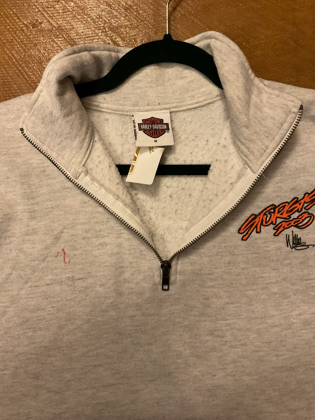 Harley Davidson Harley-Davidson Light Gray Zip-Up Sweater Size US M / EU 48-50 / 2 - 6 Thumbnail