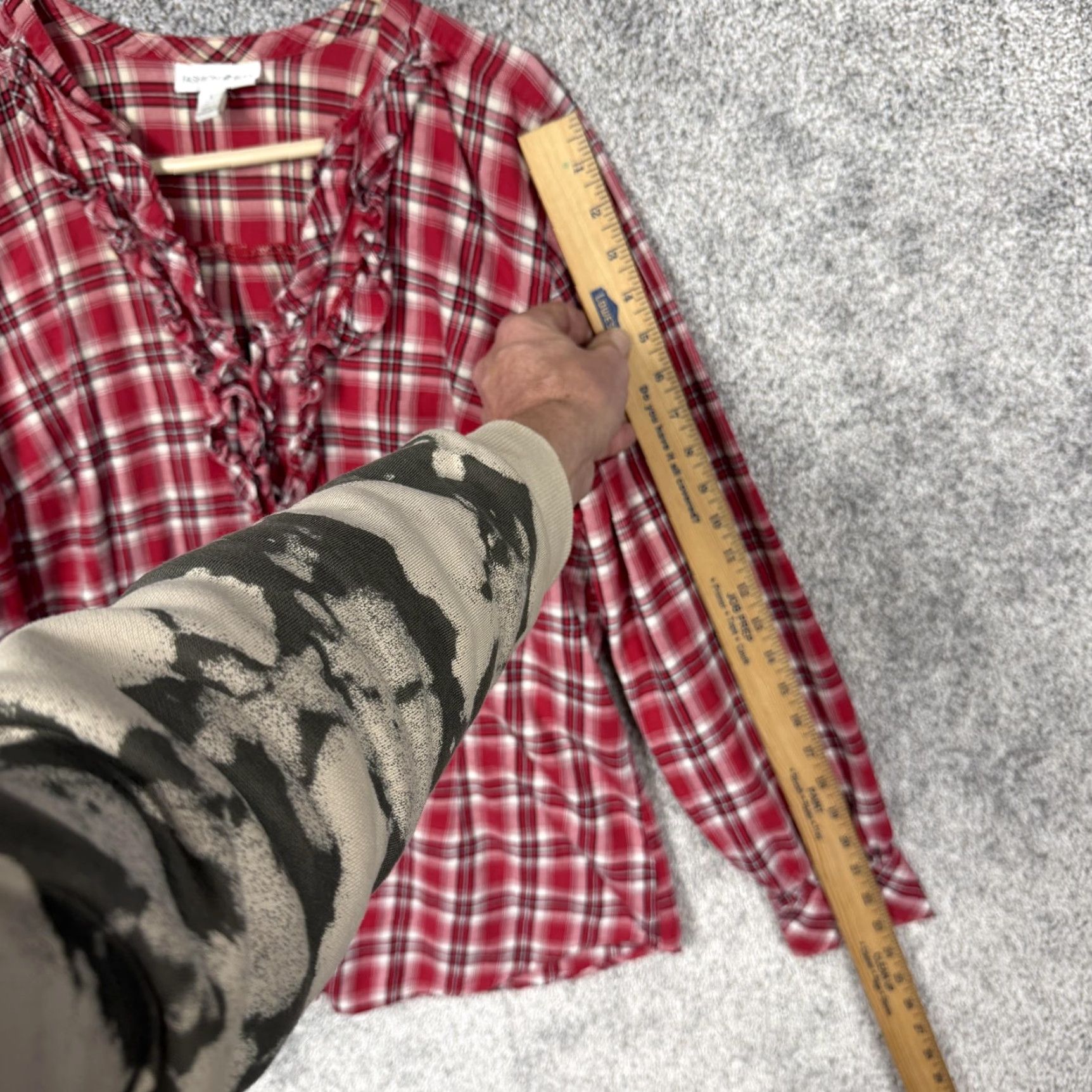 Vintage VINTAGE Fashion Bug Blouse Womens L Red Plaid Ruffle V-Neck Boho Cabincore 90s Size L / US 10 / IT 46 - 3 Thumbnail