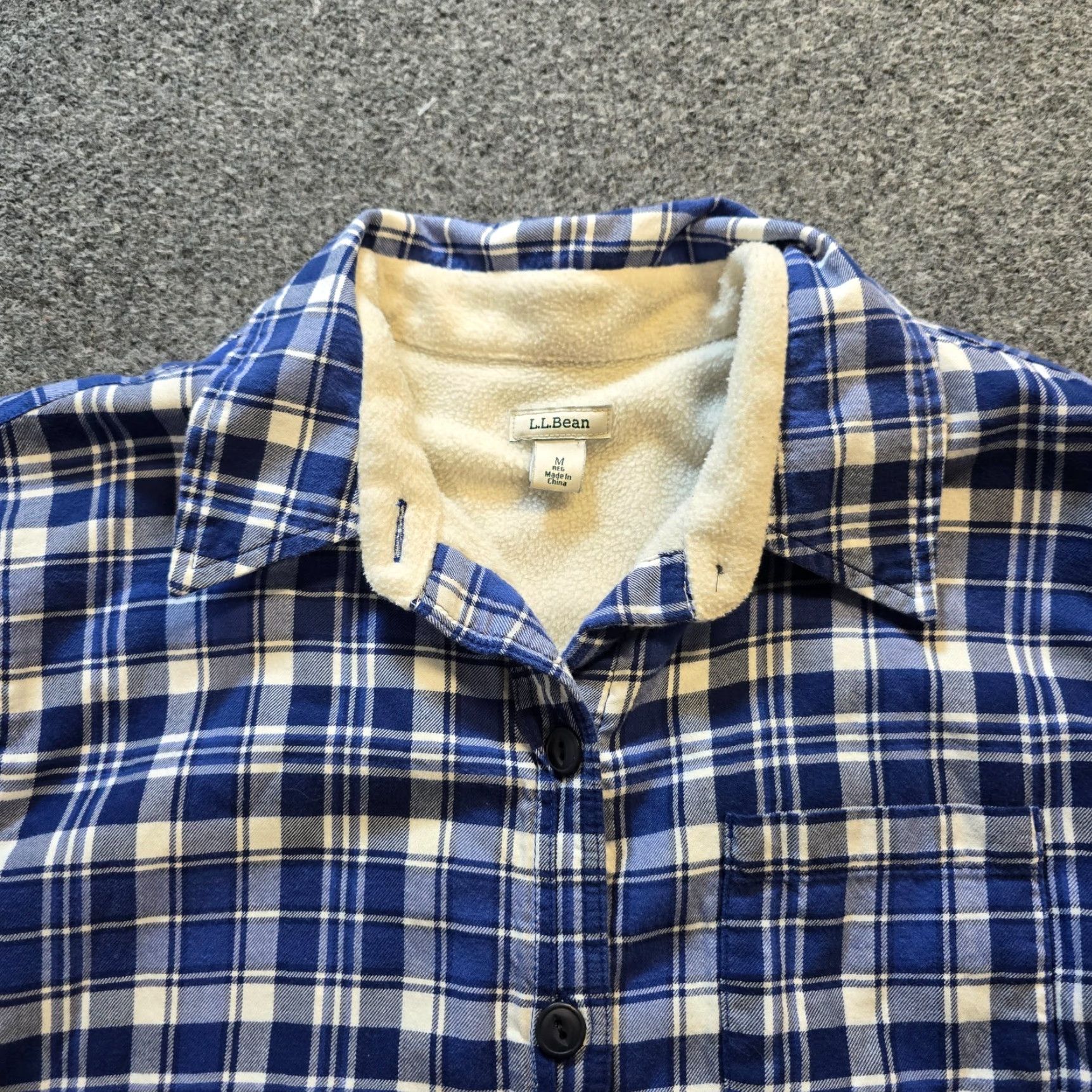 Vintage LL Bean Top Womens Size Medium Blue Plaid Fleece Lined Flannel Button Up Casual Shirt Mens? Size M / US 6-8 / IT 42-44 - 2 Thumbnail
