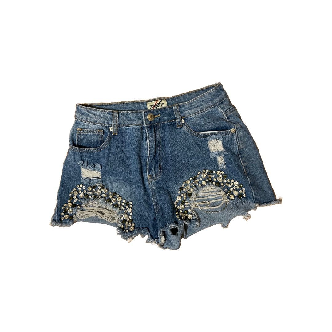 Other Ripped Denim Shorts w/ studded embellishment details Size 28" / US 6 / IT 42 - 1 Thumbnail