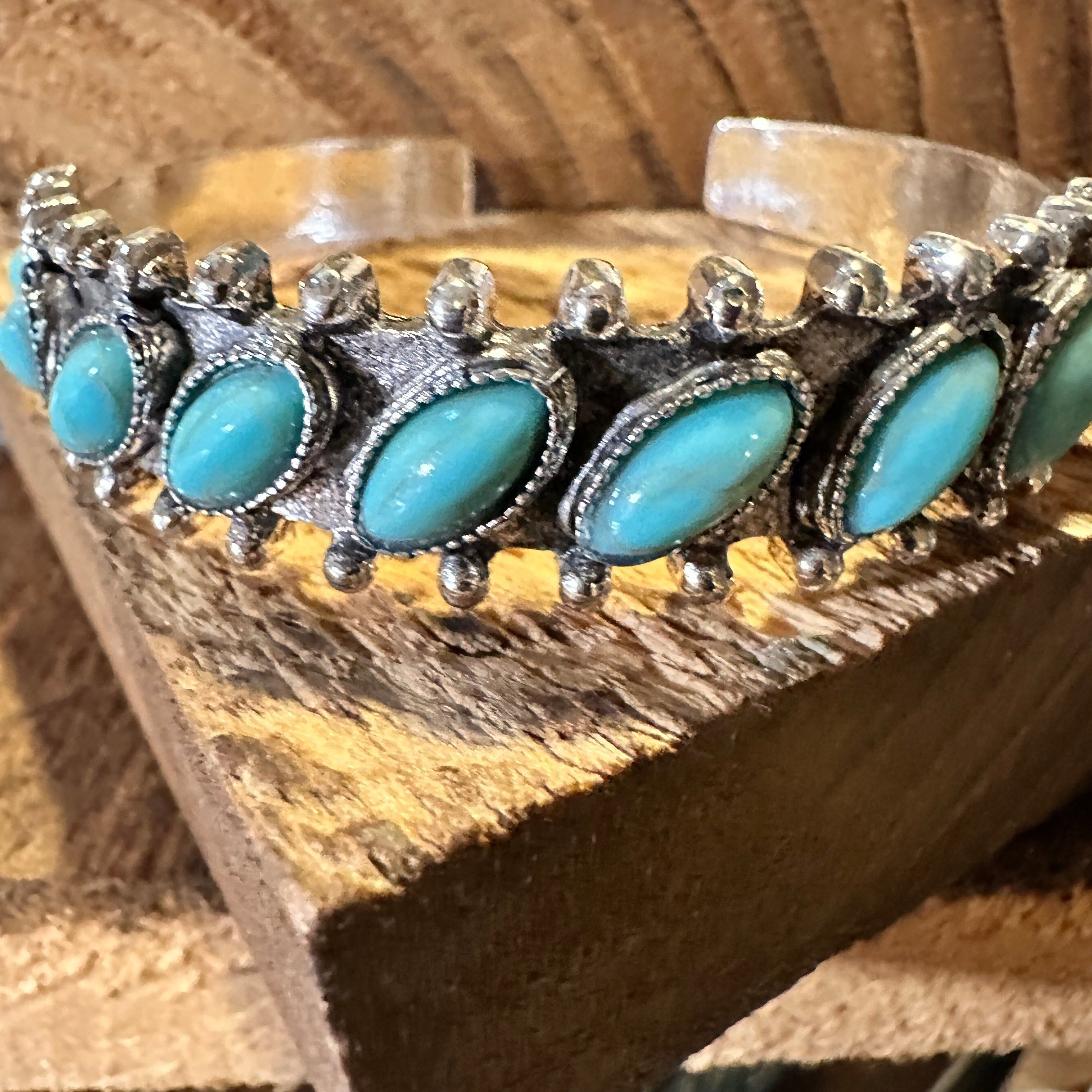 Other Boho Chic Vintage Southwestern Turquoise Open Cuff Bangle, T Size ONE SIZE - 3 Thumbnail