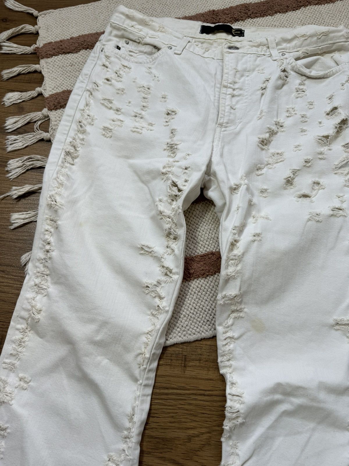 Just Cavalli ROBERTO CAVALLI FLARE DISTRESSED OPIUM STYLE PANTS Size 30" / US 8 / IT 44 - 7 Thumbnail