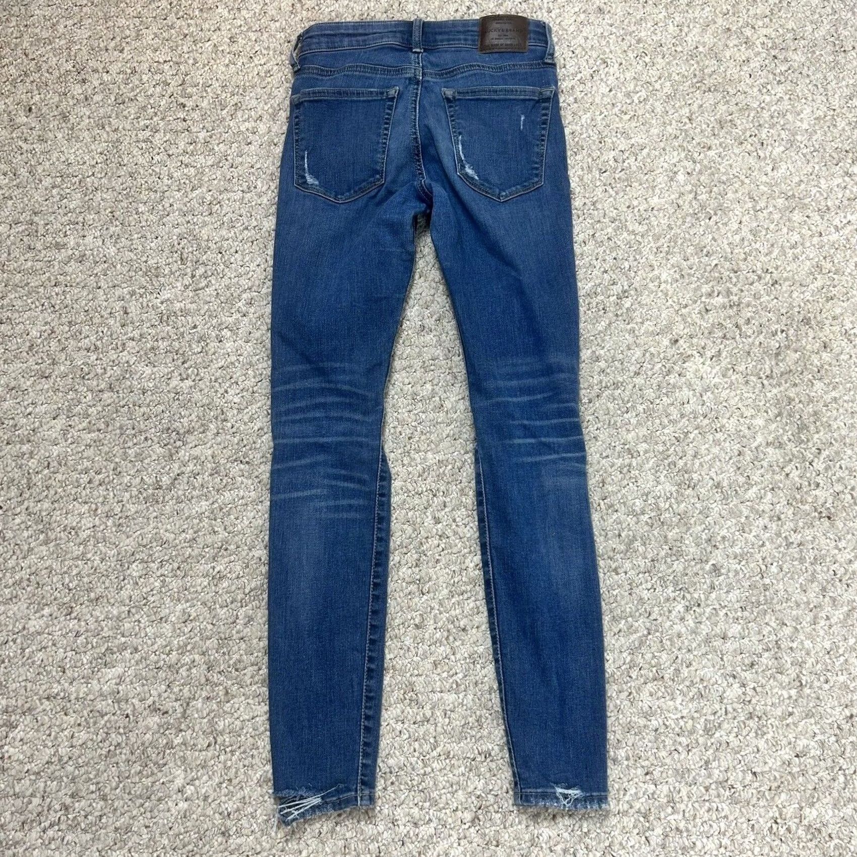 Lucky Brand Lucky Brand Ava Super Skinny Jeans Womens 00 24 Mid Rise Denim Stretch Jeans Blue Button Zipper Logo Size 25" / US 0 / IT 36 - 6 Thumbnail