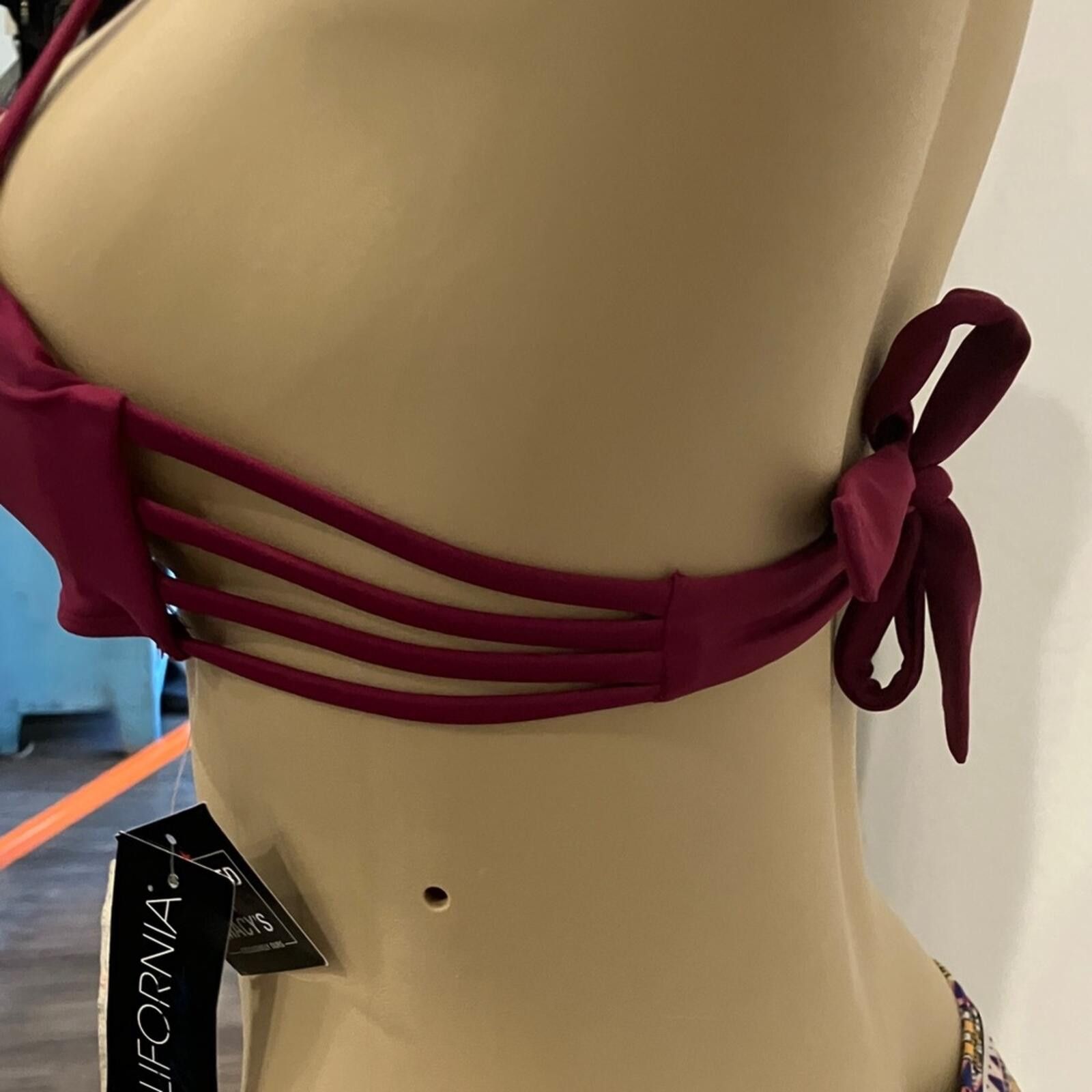 Other NWT CalifWaves Magenta Halter Bikini with Patterned Bottoms Size ONE SIZE - 4 Thumbnail