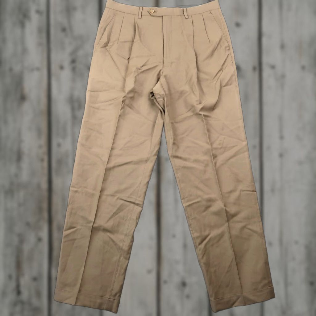 Polo Ralph Lauren Polo Ralph Lauren Dress Pants Mens 34x32 Brown Wool Double Pleated Trouser Dress Pants Mens Brown Wool Size US S / EU 44-46 / 1 - 1 Thumbnail