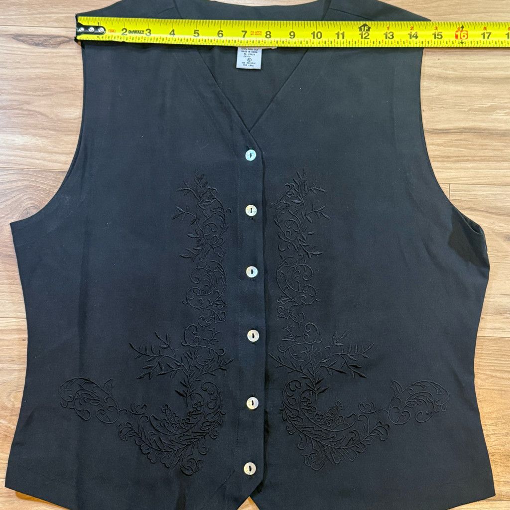 WISDOM Silk Land Women’s Black Silk Vest Petite M Size L / US 10 / IT 46 - 6 Thumbnail