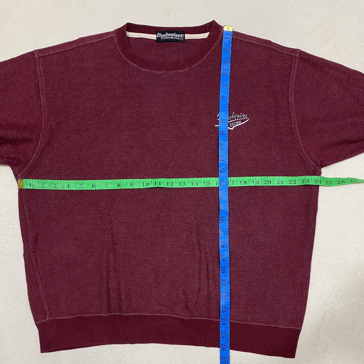 Budweiser × Vintage Vintage BUDWEISER Small Embroidered Logo Sweatshirt Size US XL / EU 56 / 4 - 13 Thumbnail