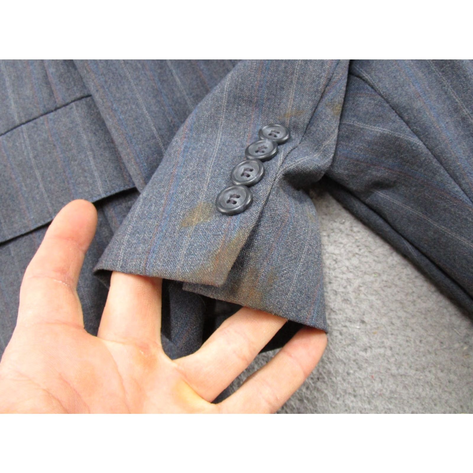 Brooks VINTAGE Christian Brooks Men's Gray Striped 2 Piece Suit Set Size 44 READ Size 44R - 2 Thumbnail