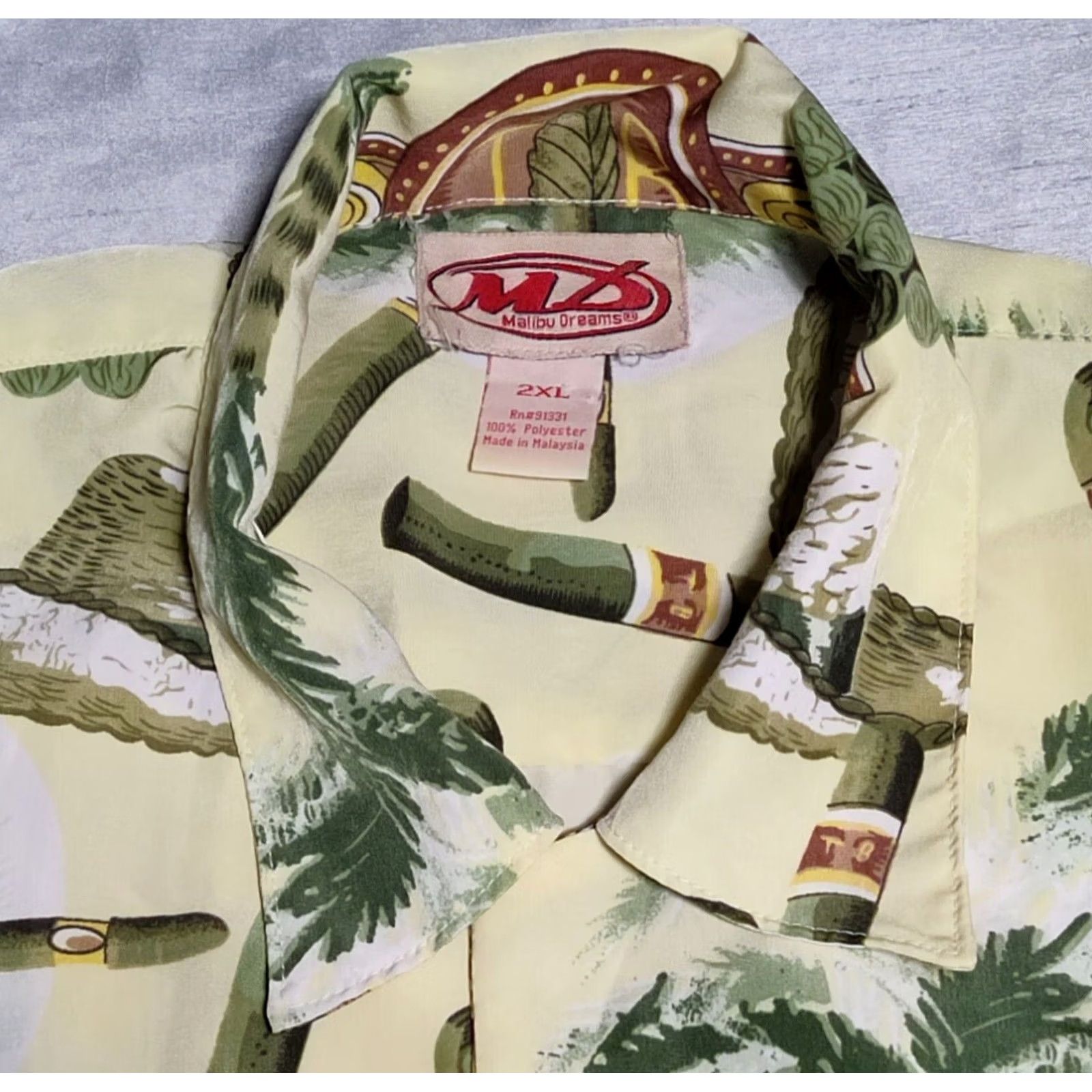 Vintage MALIBU DREAMS LAS VEGAS Men 2XL Allover Cigar Print Short Sleeve Camp Shirt Size US XXL / EU 58 / 5 - 6 Thumbnail