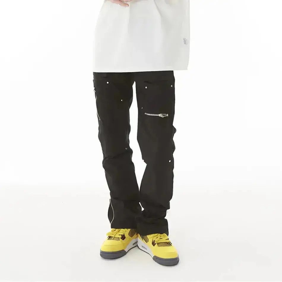 Japanese Brand Cargo Pants Men Black Unisex Dungarees Trousers Wide Leg Size US 28 / EU 44 - 6 Thumbnail