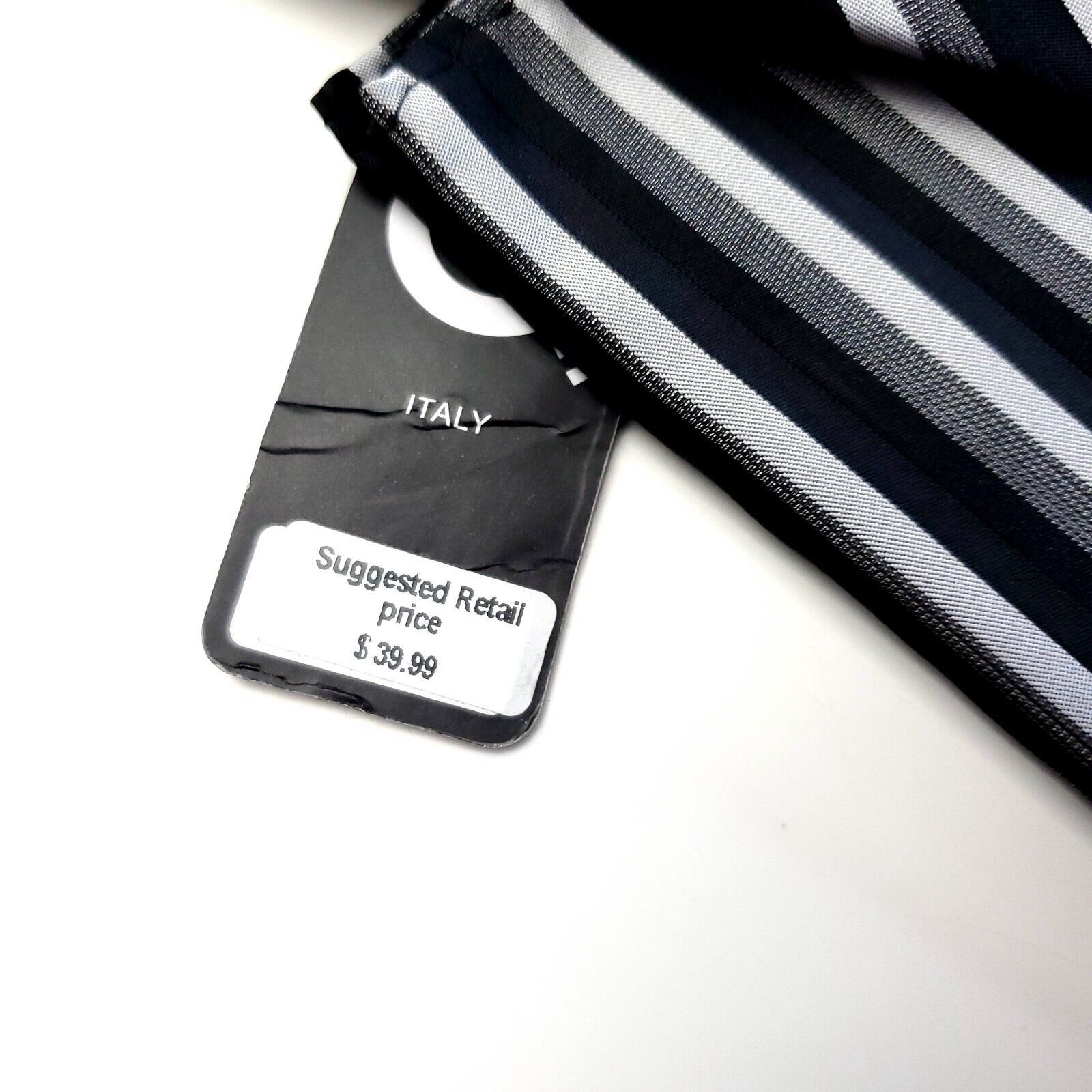 Designer NEW Q Brand Italy Black Gray Striped Woven Skinny Silk Tie Size ONE SIZE - 4 Thumbnail