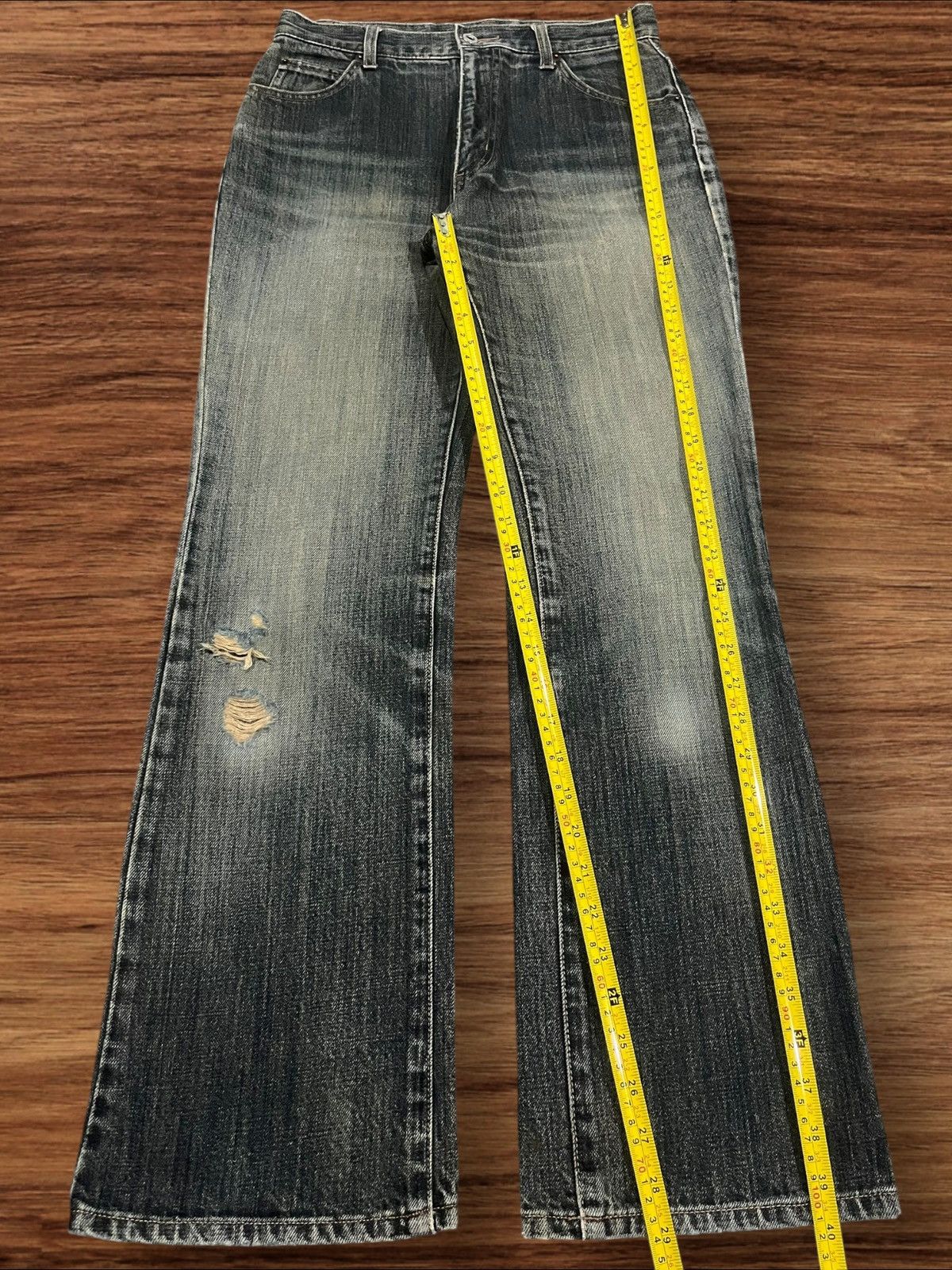 Japanese Brand Vintage Japanese Brand Faded Dark Blue Distressed Flare Jean Size US 28 / EU 44 - 9 Thumbnail