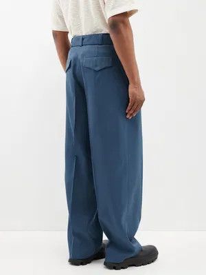 Jil Sander o1y1124 Pleated Wool Trouser in Blue Size US 34 / EU 50 - 5 Thumbnail