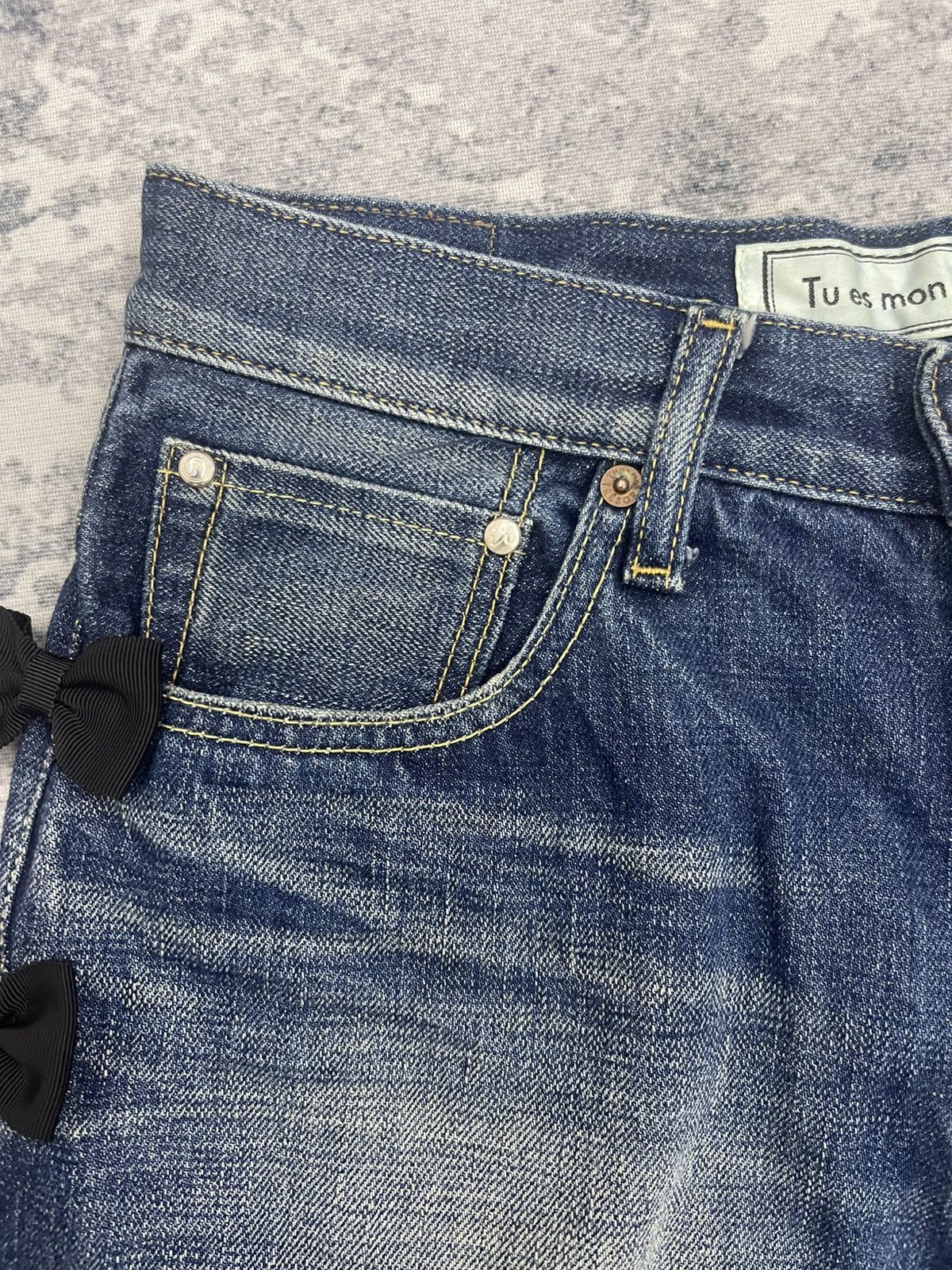 Japanese Brand Tu Es Mon Trésor Selvedge Fly Button Distressed Denim Size US 28 / EU 44 - 4 Thumbnail