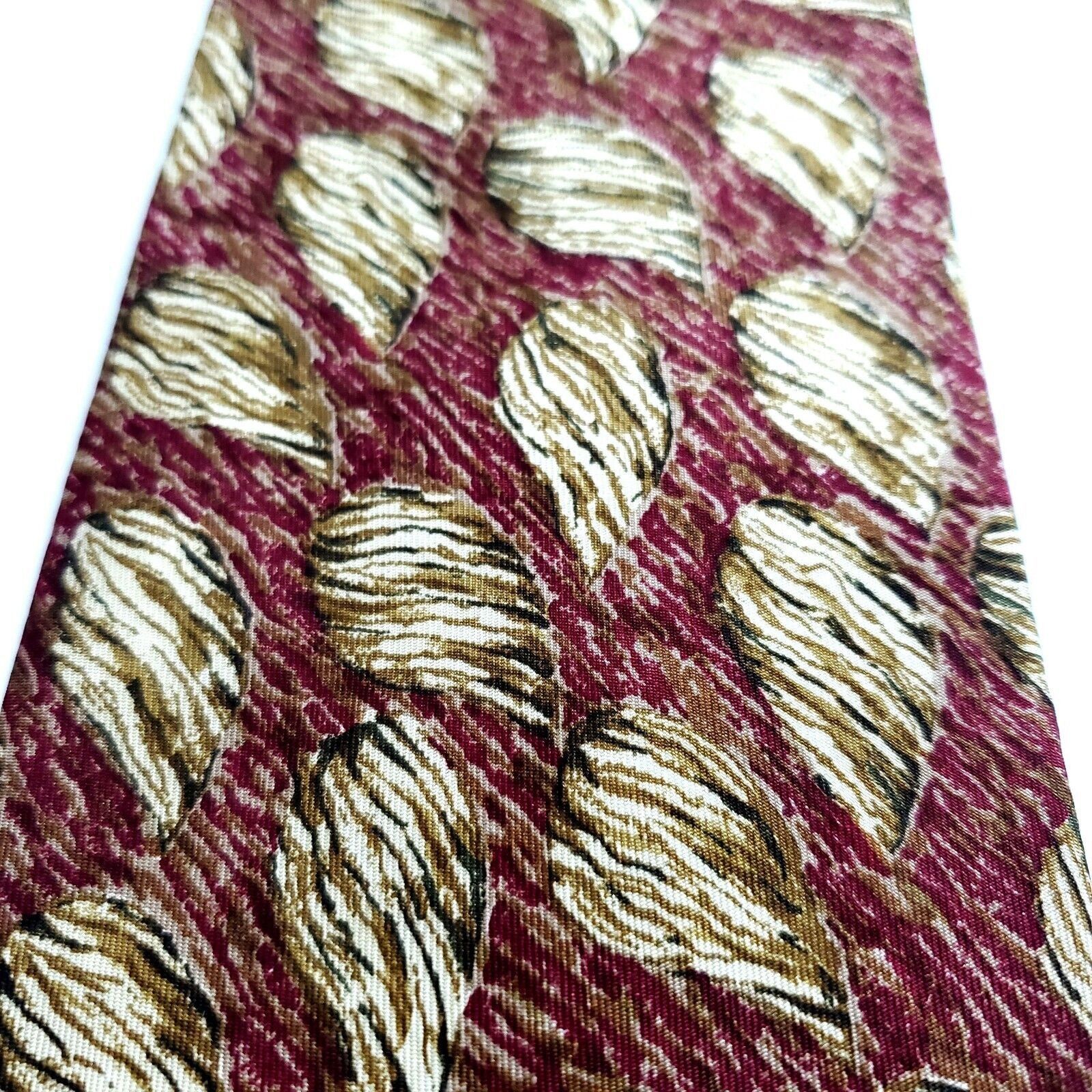 Calvin Klein Vintage Calvin Klein Red Tan Floral Print Wide Silk Tie Size ONE SIZE - 2 Thumbnail