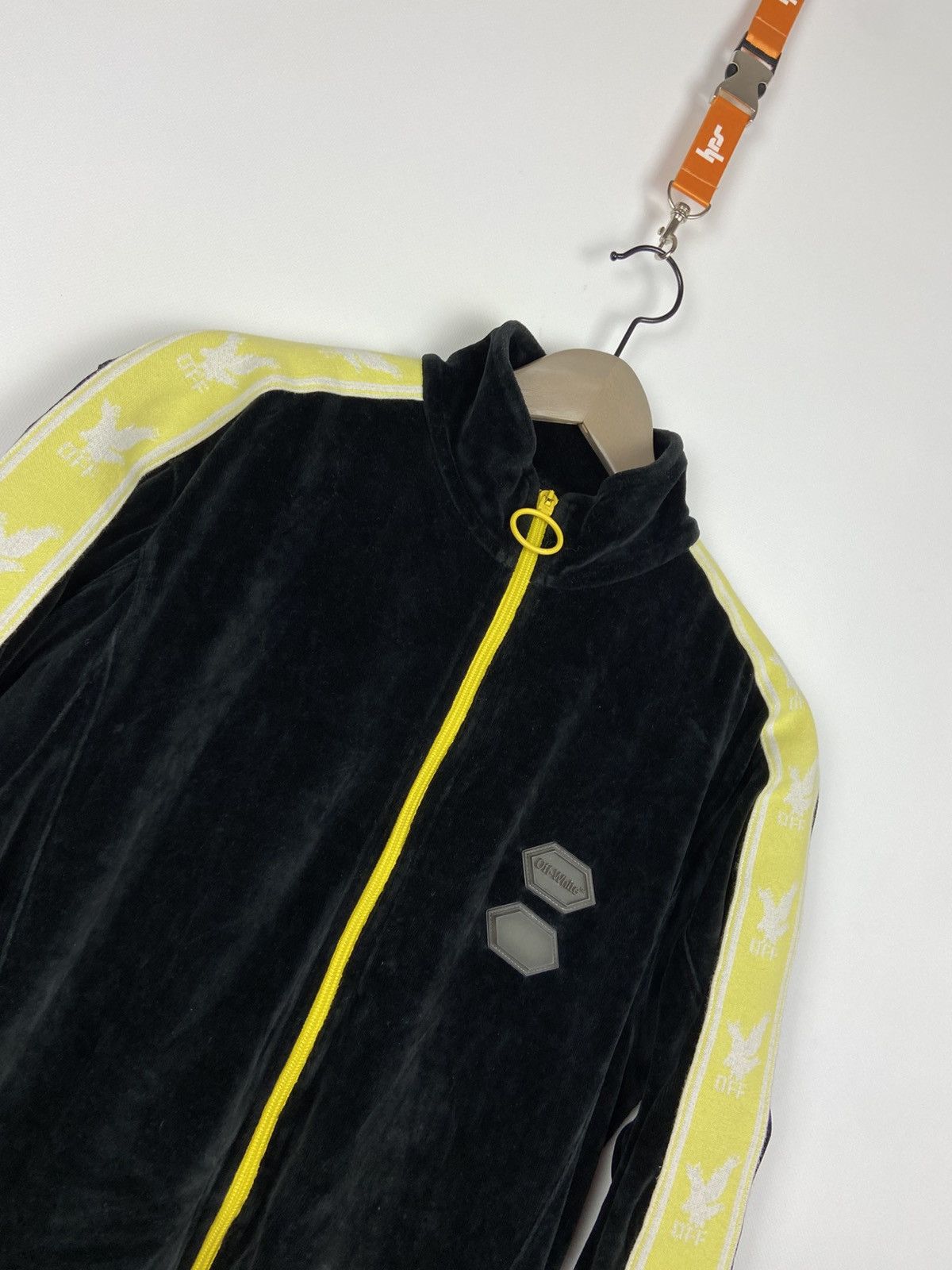 Off-White RRP$700 Off White Logo Intarsia Velour Track Jacket Mens Size US XS / EU 42 / 0 - 7 Thumbnail