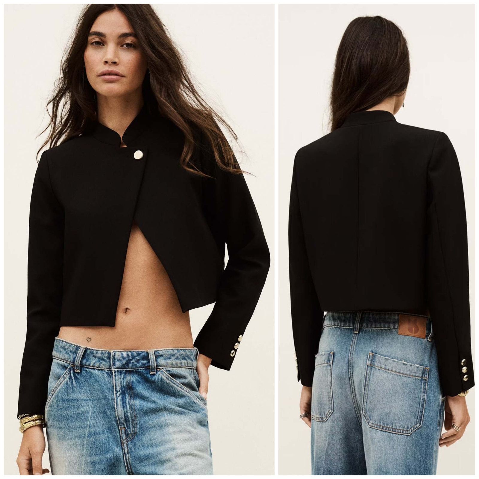 ba&sh BA&SH Chroma Jacket Short Asymmetrical in Black size Small Size S / US 4 / IT 40 - 1 Thumbnail