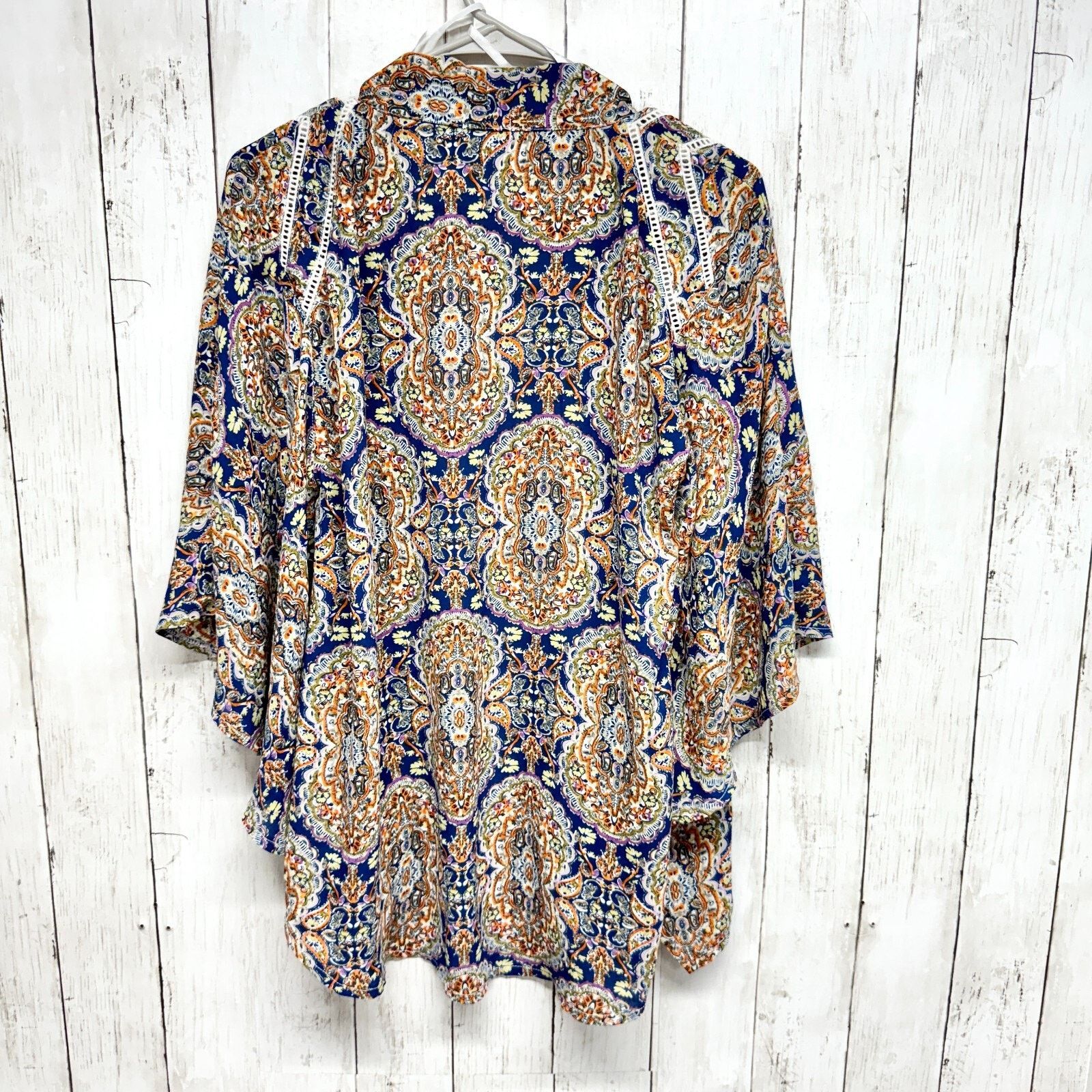 Other Tobi Sz Small Boho Top Paisley Print Kimono Lace Bell Sleeve Size S / US 4 / IT 40 - 5 Thumbnail