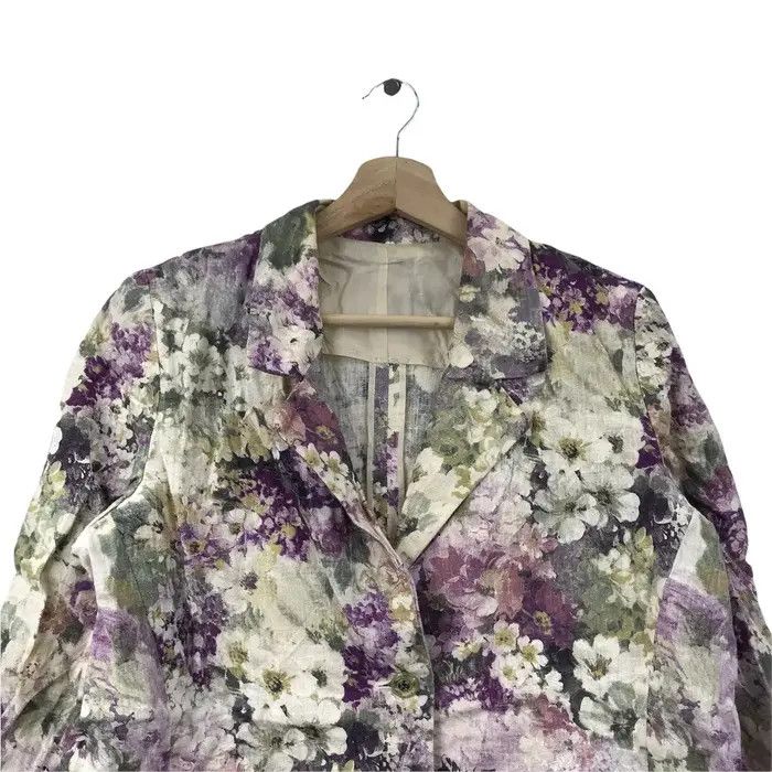 Vintage Vtg PARIS DESIGNER ART Painting Floral Flower Blazer Size M / US 6-8 / IT 42-44 - 2 Thumbnail
