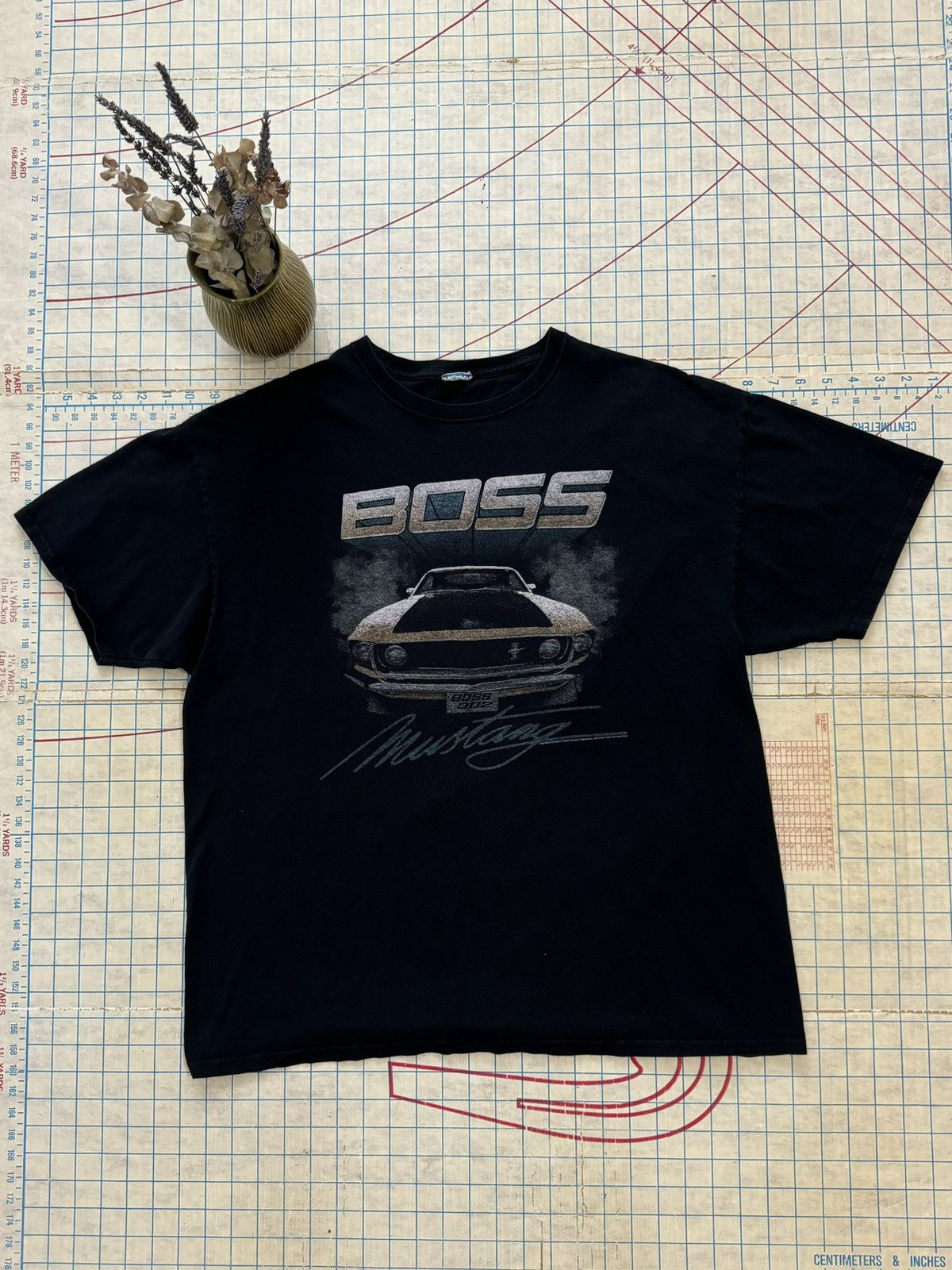 Mustang × Vintage Boss Mustang Black Graphic Tee Racing Muscle Car XL Size US XL / EU 56 / 4 - 2 Thumbnail