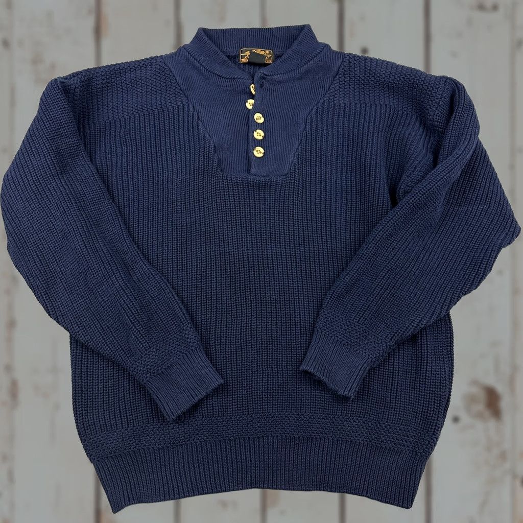 Eddie Bauer VINTAGE Eddie Bauer Sweater Men Large Tall Blue Henley 90s Size US L / EU 52-54 / 3 - 1 Thumbnail