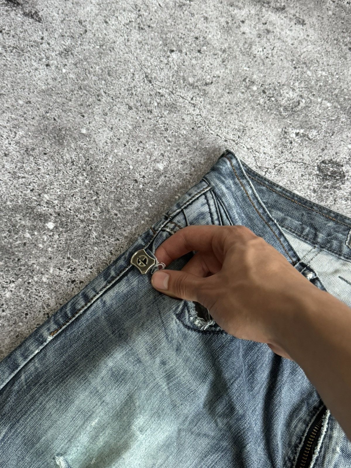 Armani × Vintage Vintage Armani Y2K distressed trash denim pants Size US 30 / EU 46 - 10 Thumbnail