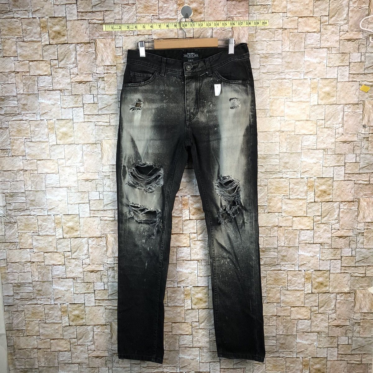 Japanese Brand Bershka Black faded ripped Distressed Denim Pants #A971 Size US 29 - 1 Thumbnail