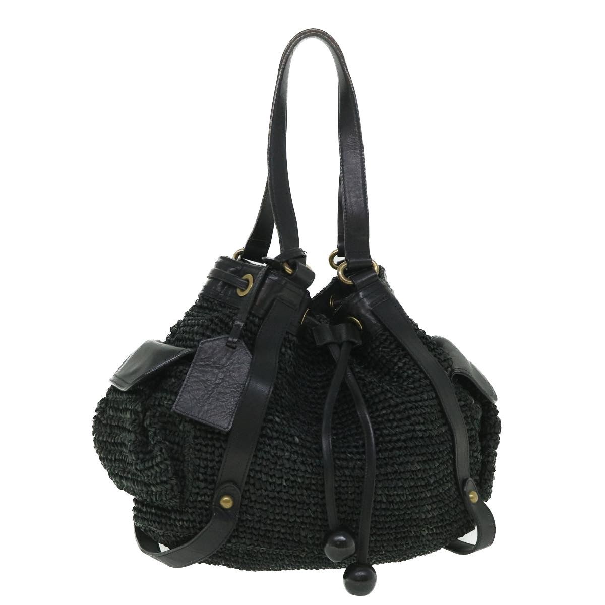 image of Burberry Tote Bag Straw Black Auth 54376, Women's